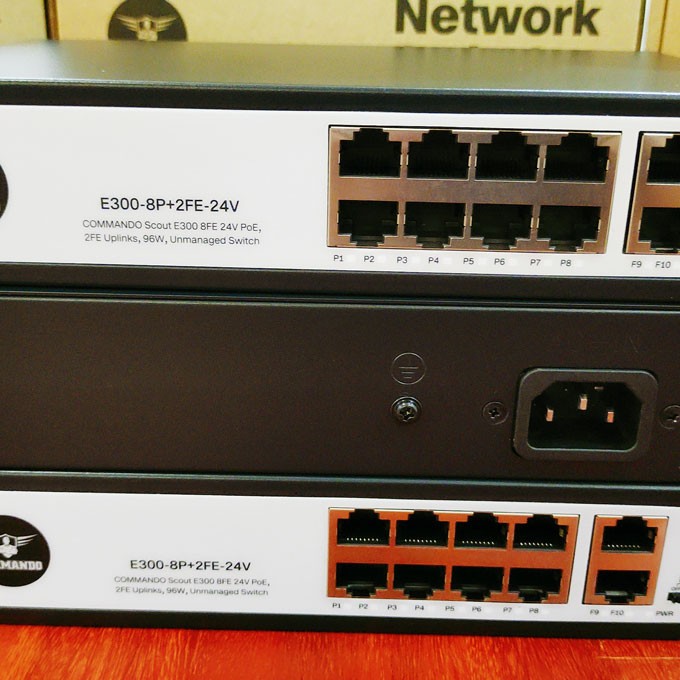 E300-8P+2FE COMMANDO SCOUT E300 8FE FULL POE / POE+, 2FE UPLINKS, 130W , UNMANAGED SWITCH